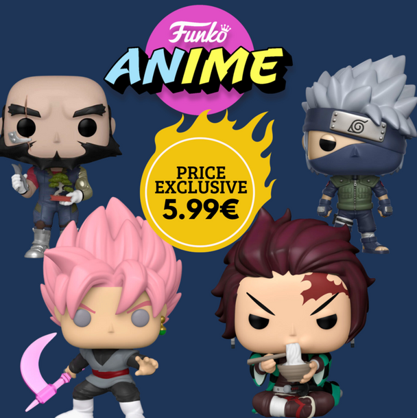 Pack de figurines Funko POP Anime avec personnages emblématiques, présenté dans leur emballage collector officiel FUNKO.