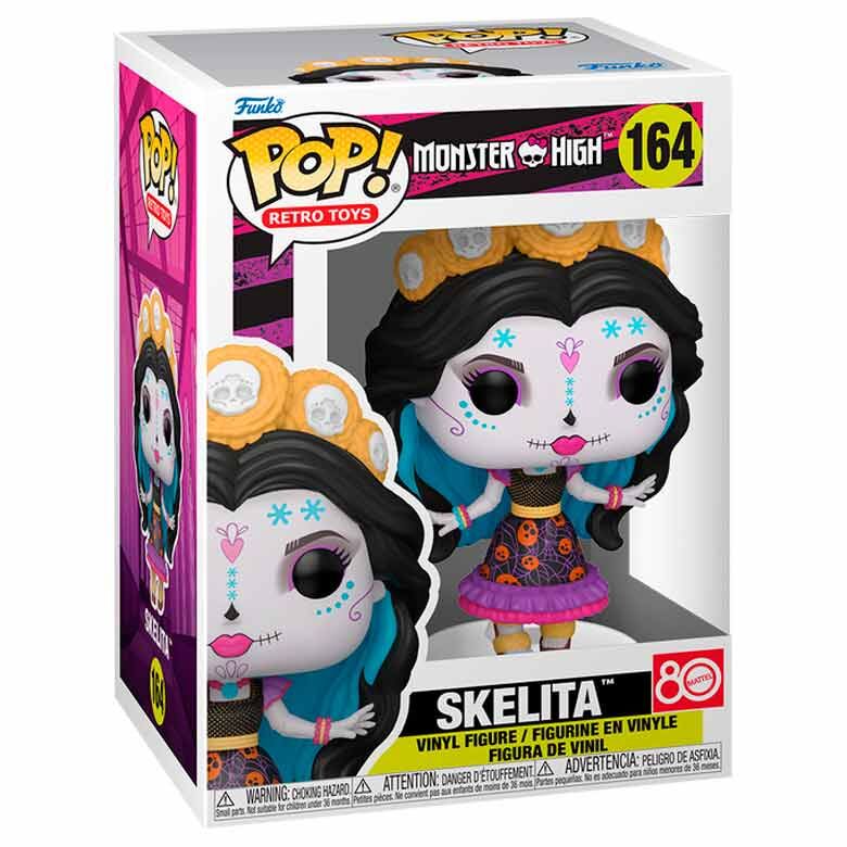 Packaging de la figurine Funko POP Monster High Skelita montrant le design et la marque FUNKO sur fond clair