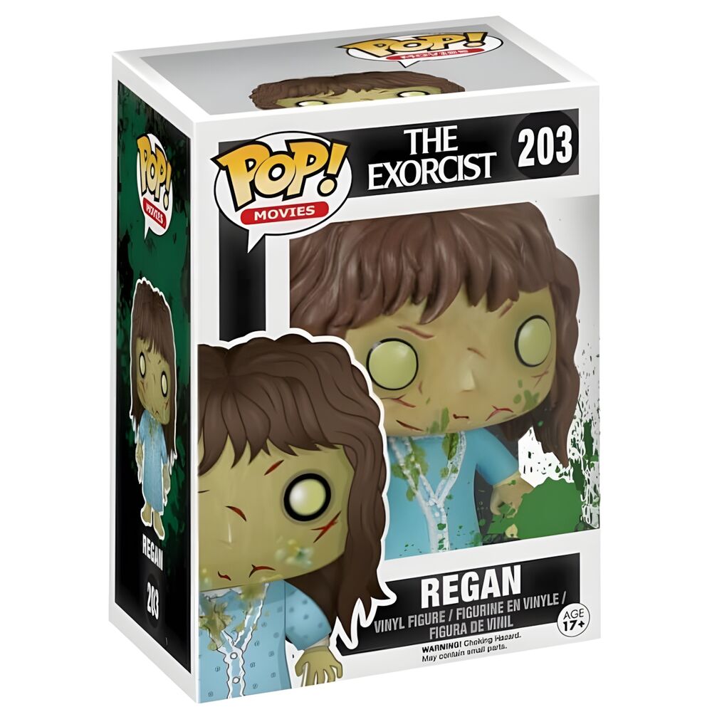Vue rapprochée de la figurine POP FUNKO Regan avec son expression iconique