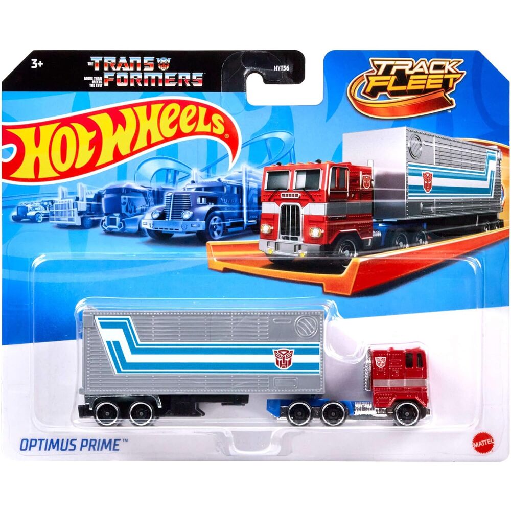 Ensemble complet du camion transporteur Hot Wheels assorti avec plusieurs véhicules miniatures sur la remorque