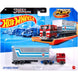 Ensemble complet du camion transporteur Hot Wheels assorti avec plusieurs véhicules miniatures sur la remorque