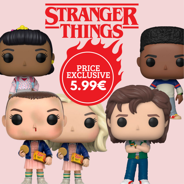 Pack de figurines Funko POP Stranger Things avec personnages emblématiques de la série, parfait pour collectionneurs.