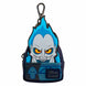 Vue latérale du porte-clés mini sac à dos Loungefly Disney Villains montrant la texture