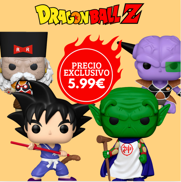 Pack Funko POP Dragon Ball avec figurines colorées et détaillées représentant les héros emblématiques de la série.