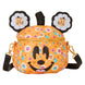 Sac à bandoulière Loungefly Disney Minnie Citrouille vu de face avec motif coloré et détails soignés
