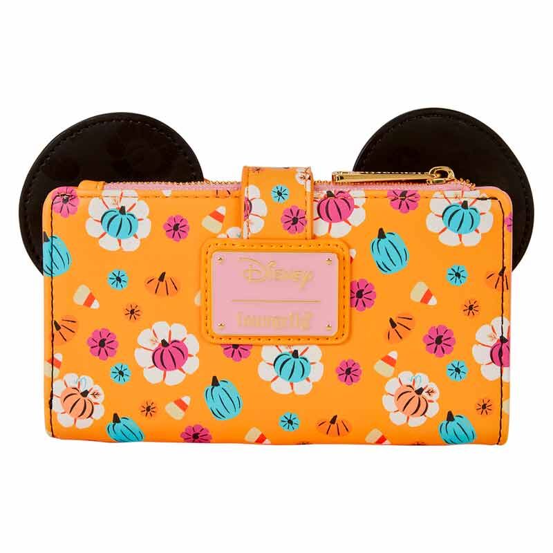 Packaging officiel Loungefly avec le portefeuille Disney Minnie Citrouille à l'intérieur