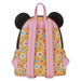Détail du motif citrouille et visage de Minnie sur le sac à dos Loungefly en gros plan
