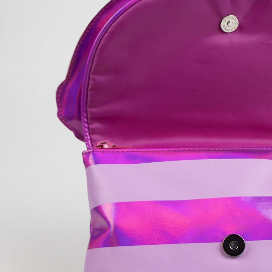 Détail de l'illustration colorée du Chat du Cheshire sur la trousse