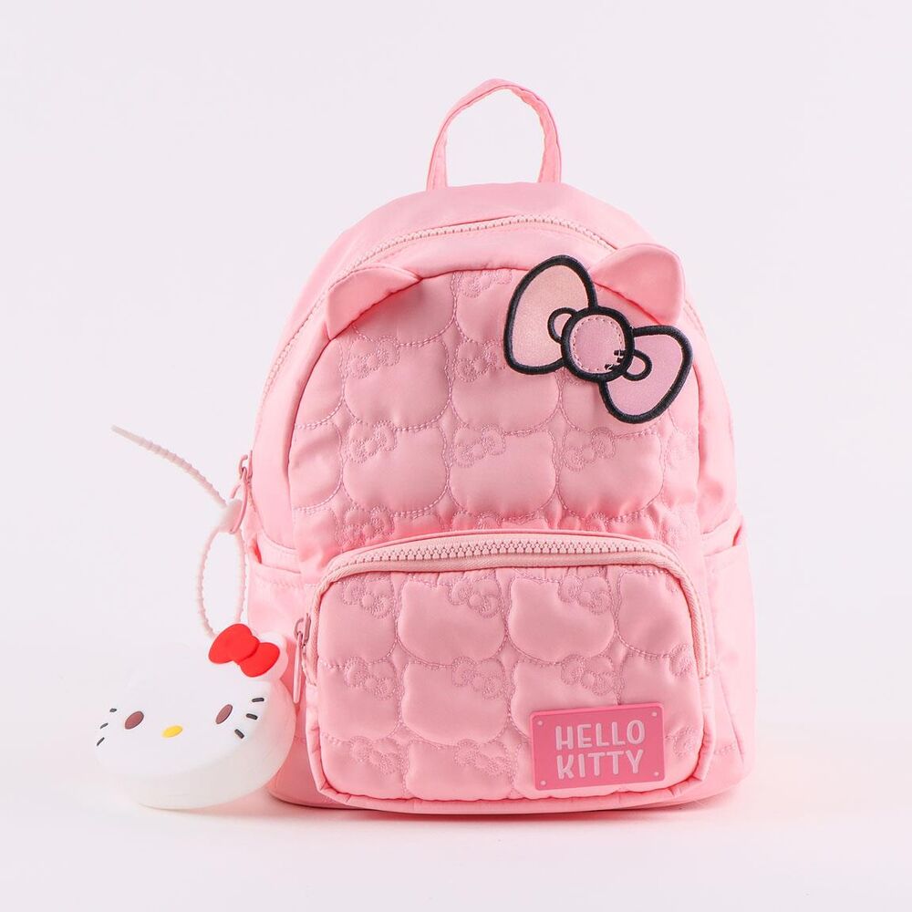Sac à dos Hello Kitty CERDÁ, vue de côté, montrant sa profondeur et sa capacité de rangement pour les affaires de maternelle.