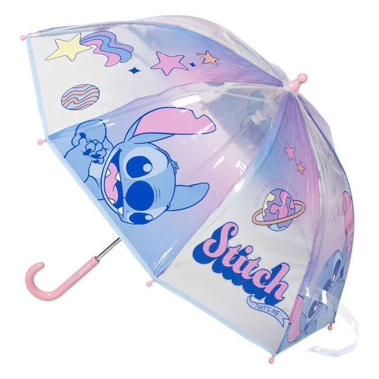 Parapluie Disney Stitch ouvert montrant sa forme sphérique et ses motifs