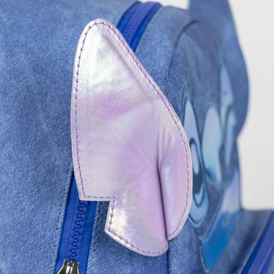Vue latérale montrant la profondeur et les compartiments du sac à dos Stitch 25cm