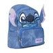 Vue de face du sac à dos Disney Stitch 25cm en simili cuir CERDÁ avec logo Stitch visible