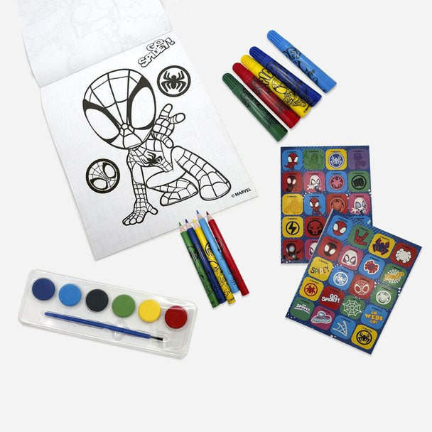 Set de papeterie complet Marvel Spidey and His Amazing Friends comprenant stylos, crayons et accessoires assortis