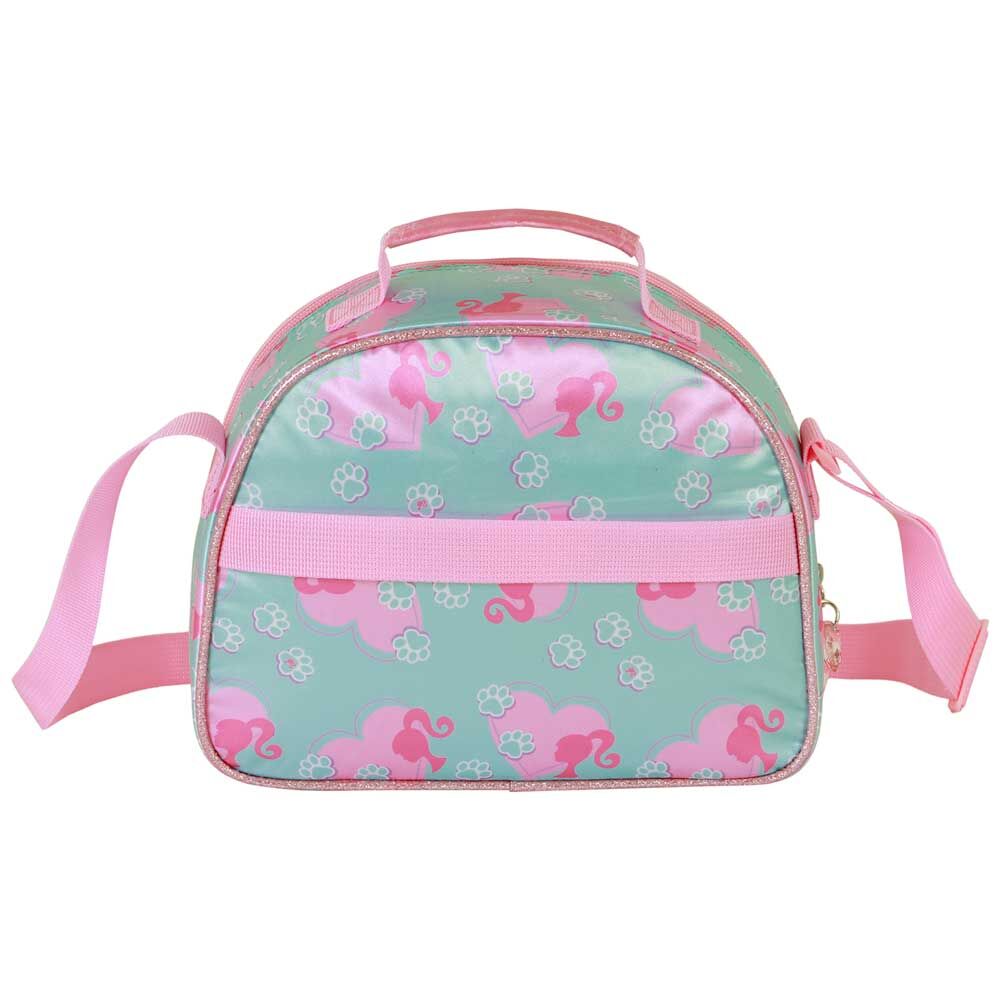 Sac repas enfant Barbie Pets 3D vue de face avec fermeture zippée et design embossé coloré