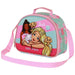 Détail de la bandoulière ajustable et de la sangle arrière pour trolley du sac repas Barbie Pets