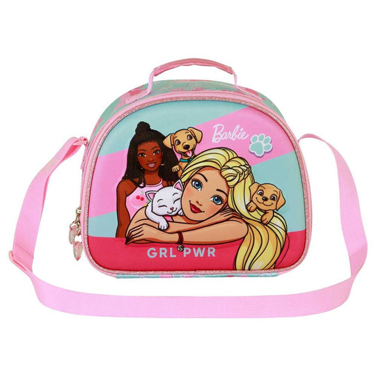 Intérieur du sac isotherme Barbie Pets 3D montrant la doublure thermique pour garder les aliments frais