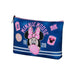 Trousse de toilette Disney Minnie Varsity KARACTERMANIA vue de face avec fermeture éclair fermée et design coloré