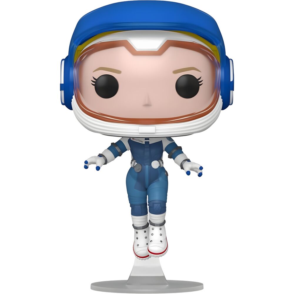 Vue rapprochée de la figurine Funko POP Marvel Invisible Woman avec détails précis et packaging collector