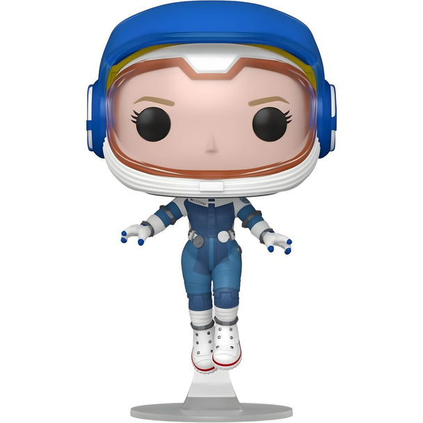 Vue rapprochée de la figurine Funko POP Marvel Invisible Woman avec détails précis et packaging collector
