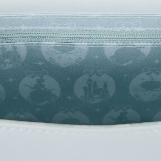 Vue arrière du sac épaule Loungefly Cendrillon avec fermeture sécurisée et détails