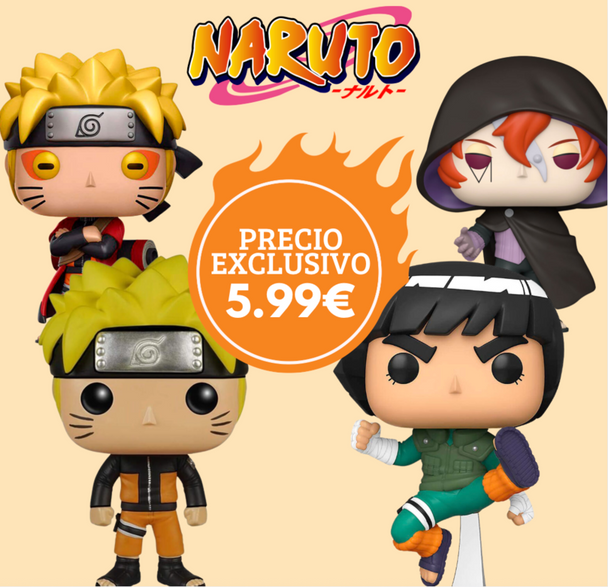 Pack Funko POP Naruto avec plusieurs figurines de personnages emblématiques de la série manga Naruto, présentées sur fond blanc.