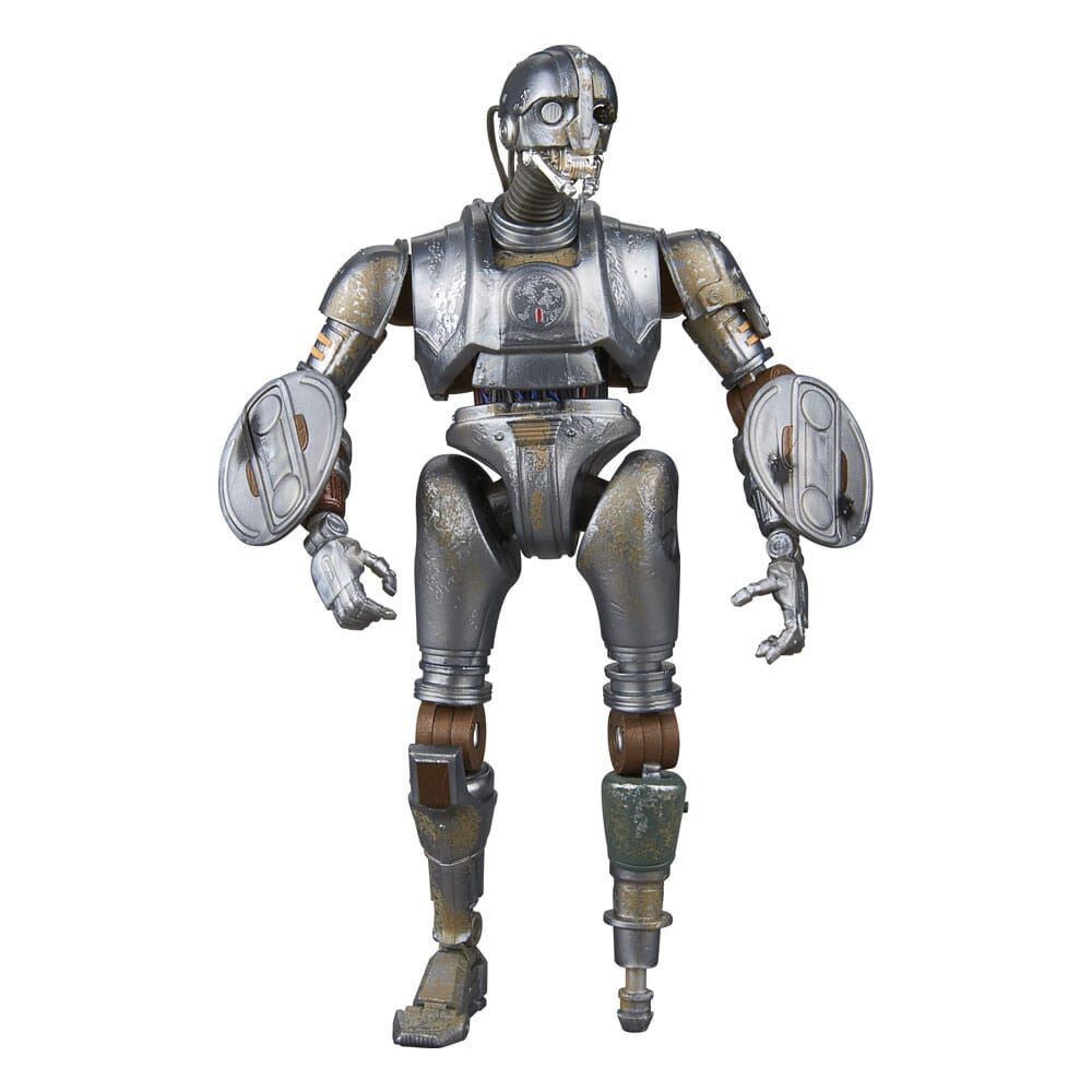 Vue d’ensemble de la figurine Star Wars Skeleton Crew SM-33 avec tous ses accessoires