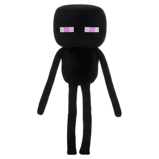 Peluche Enderman Minecraft de 30 cm, vue de face avec détails fidèles au personnage du jeu, fabriquée par PLAY BY PLAY.