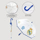 Motif complet du parapluie Real Madrid avec les couleurs et emblèmes du club sur chaque panneau