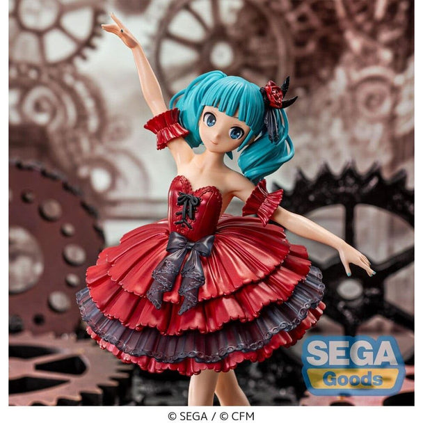 Gros plan sur le visage expressif et les cheveux turquoise de la figurine Hatsune Miku Etoile