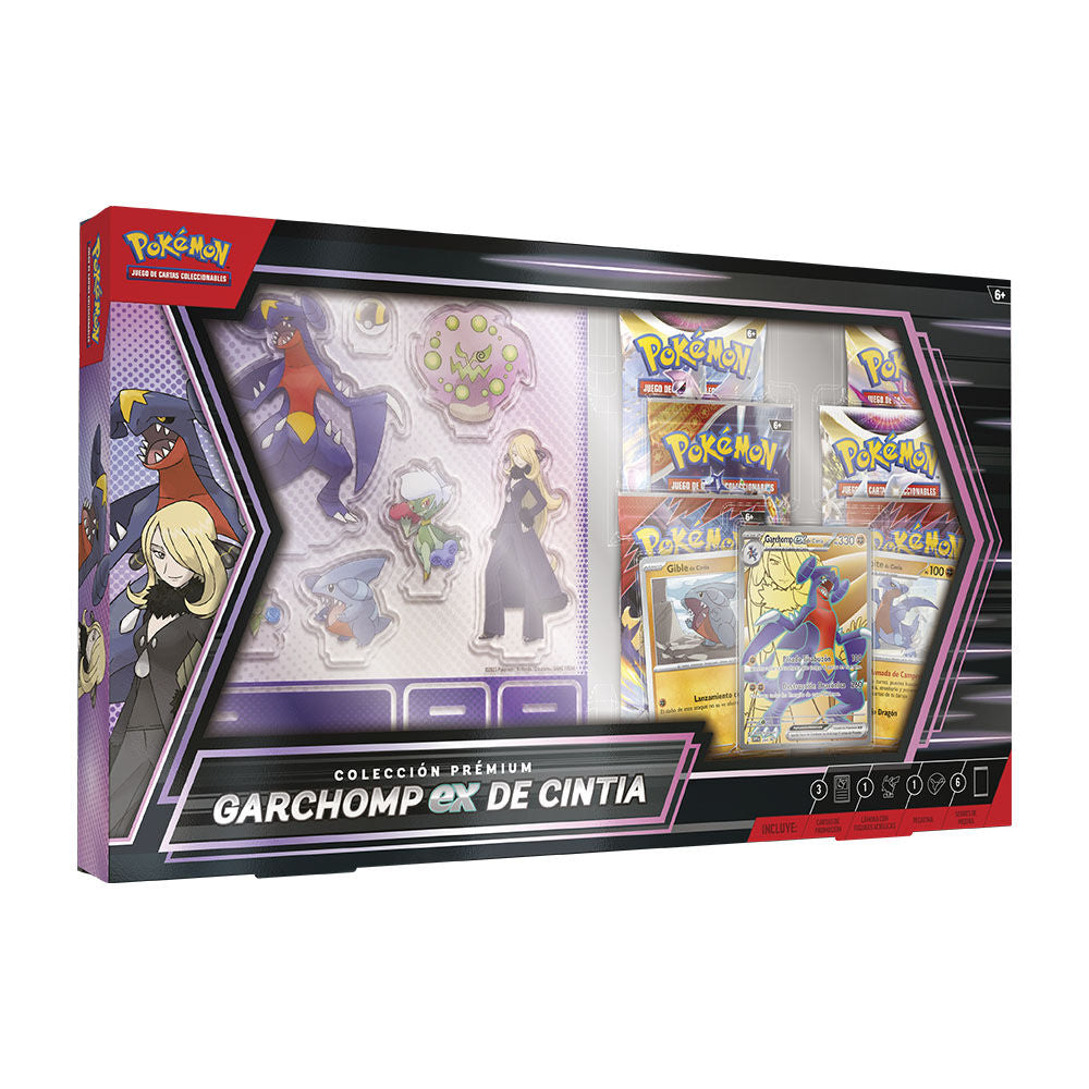 Zoom sur les 3 cartes promotionnelles exclusives du set Pokémon Garchomp ex Cynthia en langue espagnole