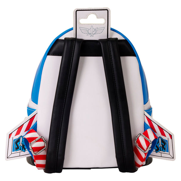 Détail des bretelles ajustables et poignée supérieure découpée du sac à dos Buzz Lightyear Loungefly
