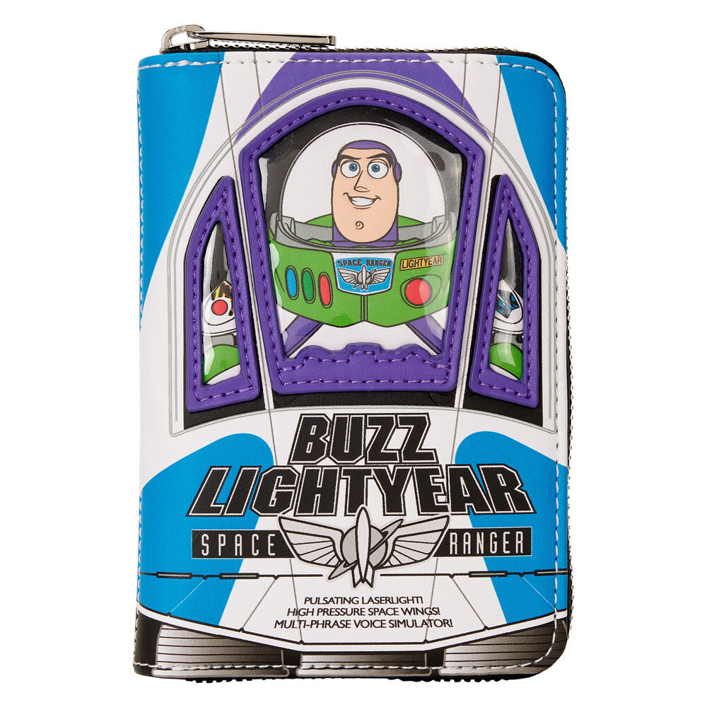 Portefeuille Loungefly Toy Story 30e Anniversaire avec illustration détaillée de Buzz Lightyear en cuir synthétique.