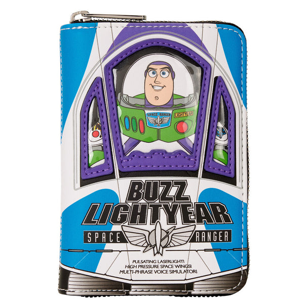 Portefeuille Loungefly Toy Story 30e Anniversaire avec illustration détaillée de Buzz Lightyear en cuir synthétique.