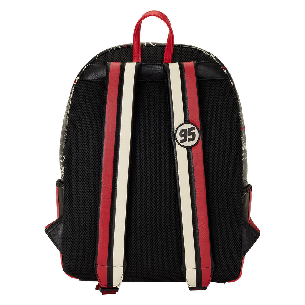 Fermeture éclair avec tirette émaillée et rivets métalliques moulés sur le sac à dos Loungefly Cars McQueen