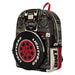 Détail des appliqués et broderies colorées sur le sac à dos Loungefly Cars McQueen