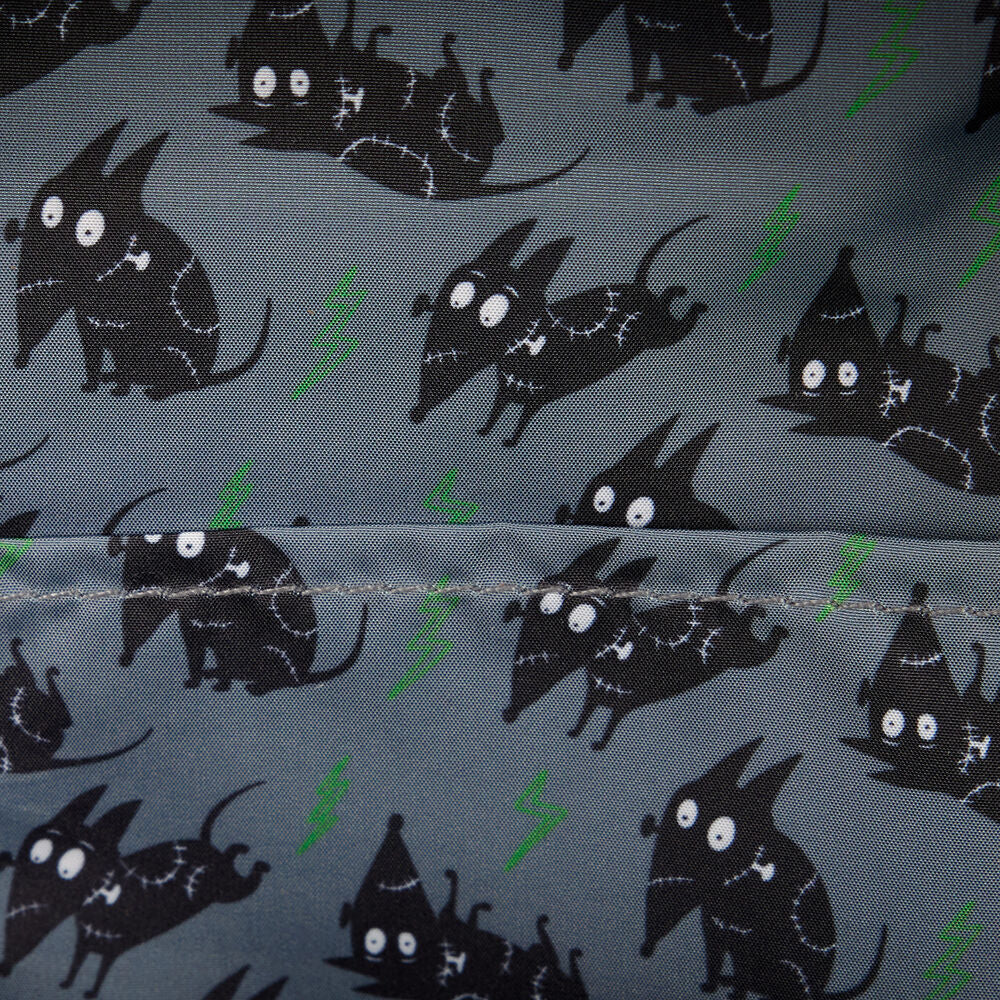 Intérieur du sac à dos Loungefly Disney Sparky Frankenweenie avec doublure assortie et finition soignée