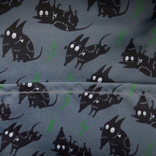 Intérieur du sac à dos Loungefly Disney Sparky Frankenweenie avec doublure assortie et finition soignée