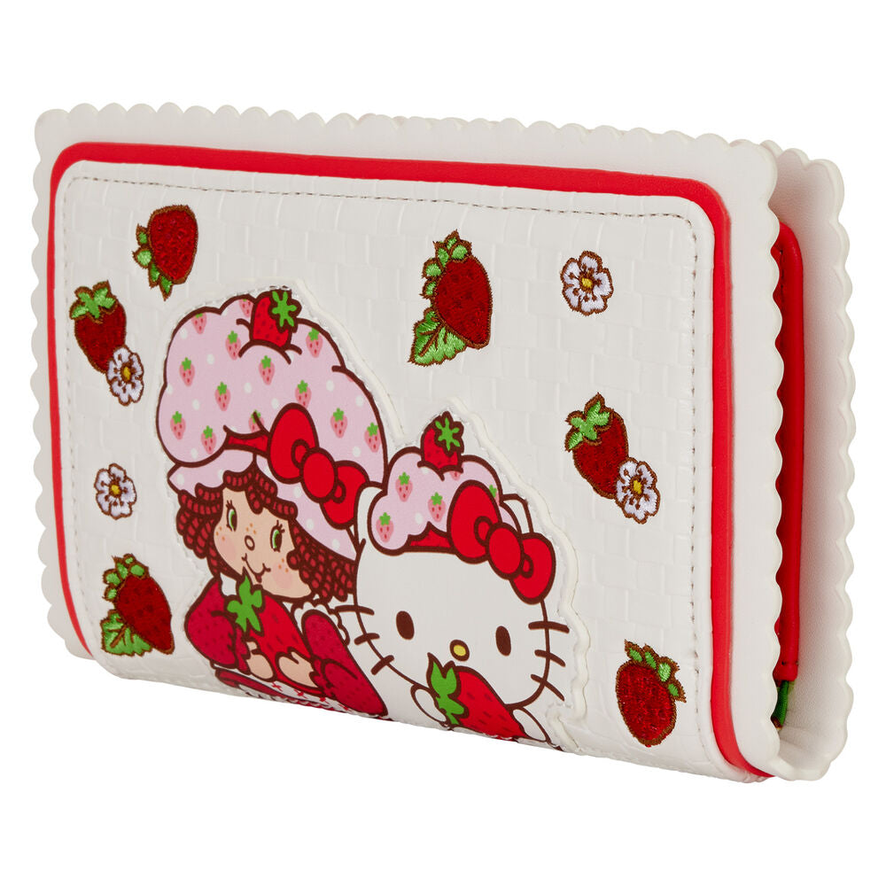 Vue intérieure du portefeuille avec doublure assortie et design imprimé inspiré de Strawberry Shortcake