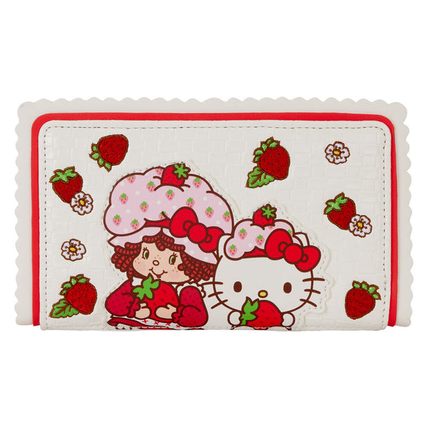 Portefeuille Loungefly Hello Kitty & Friends x Strawberry Shortcake en cuir synthétique avec motifs brodés et appliqués colorés