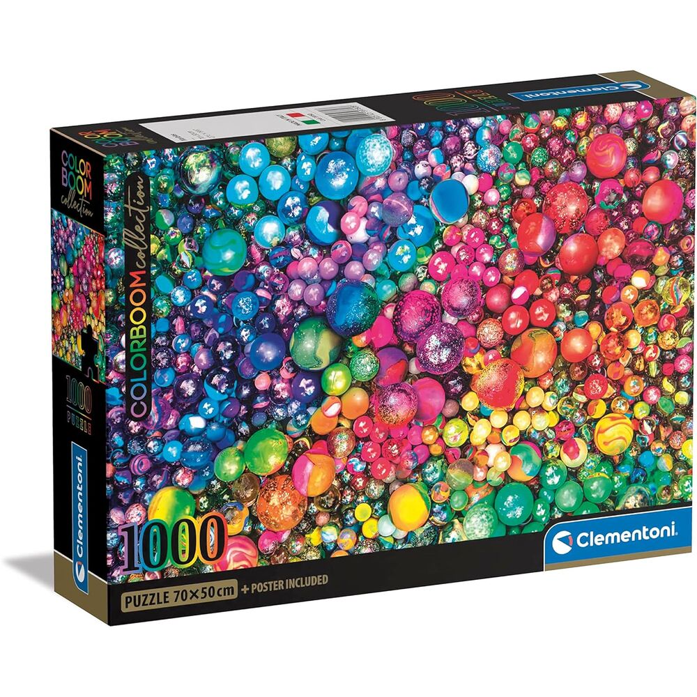 Puzzle Marbles 1000 pièces assemblé, illustrant le design final de 70x50cm aux motifs marbrés éclatants