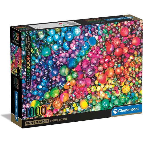 Puzzle Marbles 1000 pièces assemblé, illustrant le design final de 70x50cm aux motifs marbrés éclatants
