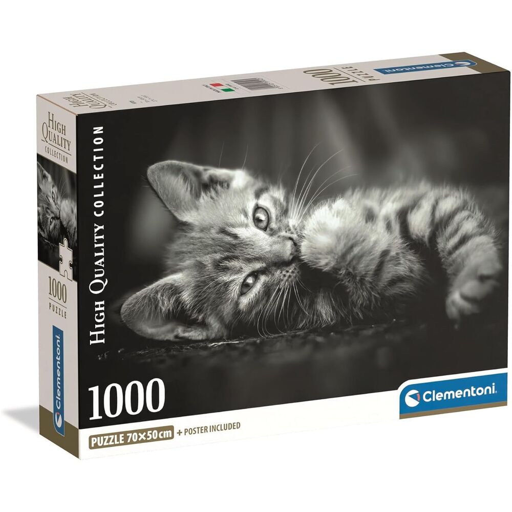 Image détaillée du puzzle chat assemblé montrant la qualité des pièces et les couleurs vives