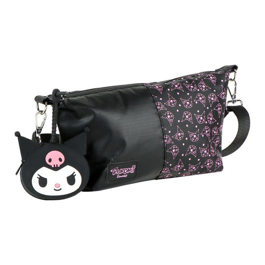 Sac Hello Kitty Kuromi CERDÁ, vue latérale, montrant les dimensions pratiques et la forme compacte, idéal pour un usage quotidien.