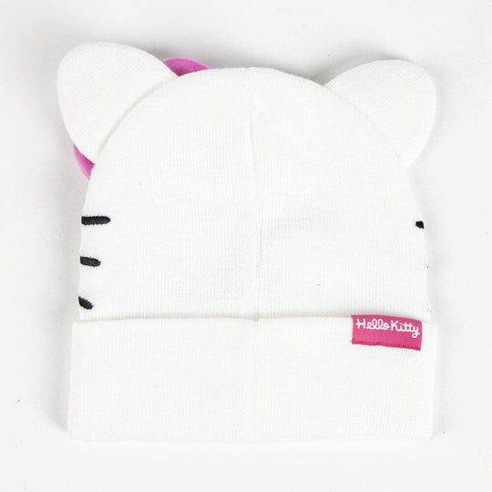 Bonnet Hello Kitty CERDÁ, vue de face, montrant le visage souriant de Hello Kitty avec son noeud rose emblématique.