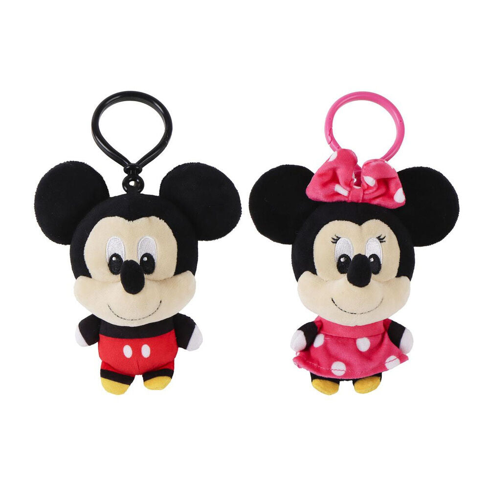 Porte-clés peluche Disney représentant Mickey Mouse souriant, idéal pour les fans du personnage emblématique de Disney et parfait pour décorer un sac.