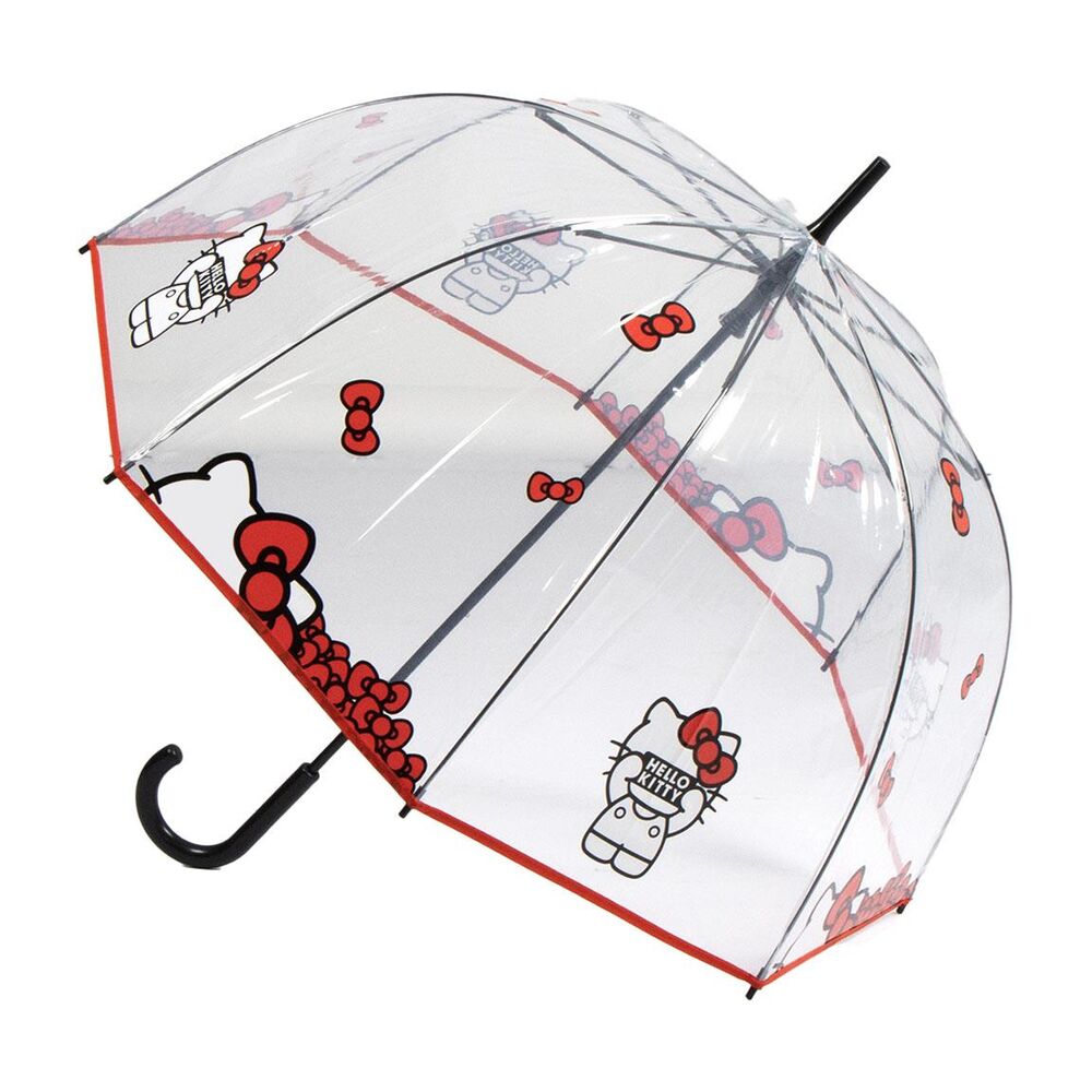 Parapluie Hello Kitty CERDÁ ouvert, montrant le design coloré et le personnage emblématique, idéal pour les jours de pluie.