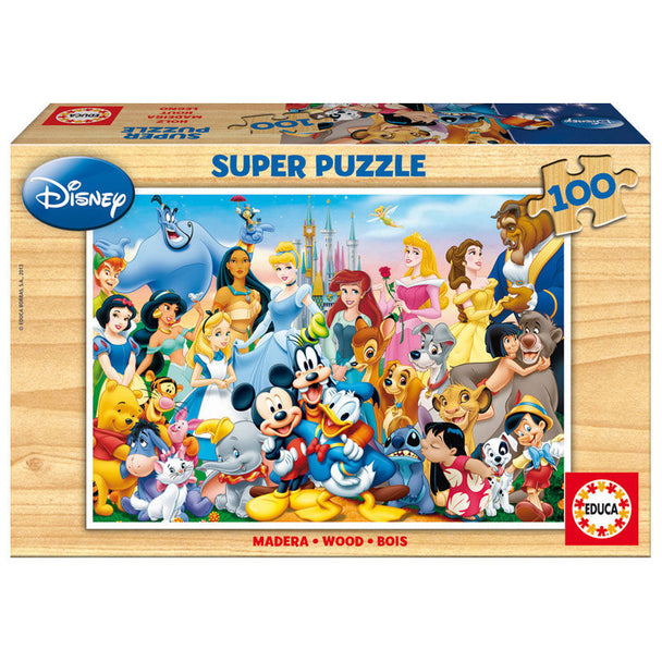 Boîte du puzzle EDUCA BORRAS Disney The Wonderful World of Disney avec illustration et indication de 100 pièces