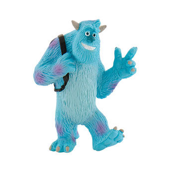 Figurine Sulley Monsters University de 7cm signée BULLYLAND, vue de face avec détails précis et couleurs vives.