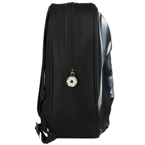 Profil du sac à dos Darth Vader Star Wars montrant la profondeur et la structure 3D EVA