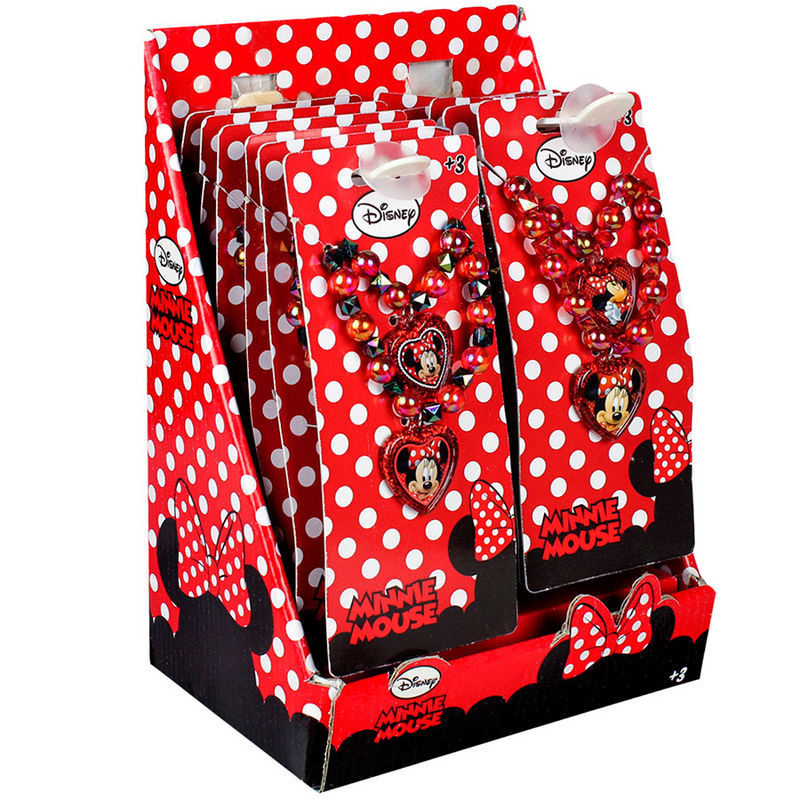 Présentation du set bijoux Minnie Disney premium dans un exposituer compact et attrayant